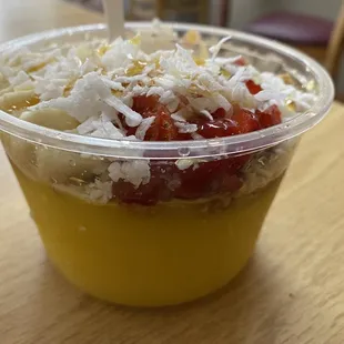 Mango bowl (like an açaí bowl, except with mango sorbet) so delicious!