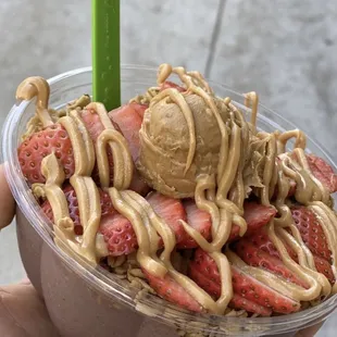 Bowl covered in peanut butter containing Partially Hydrogenated GMO Cotton Seed Oil
