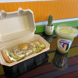 Avocado crush toast &amp; metabolic booster juice