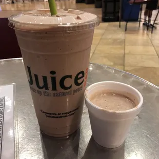 PB &amp; J shake  Milk/ strawberries/ peanut butter/ lean body chocolate