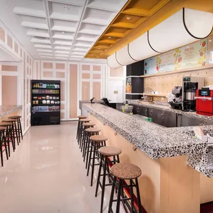 the interior of a juice bar