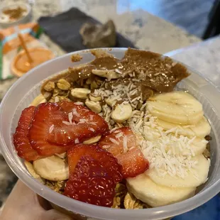 Tumeric Bowl...not really a bowl but a smoothie with garnishes.