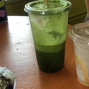 After a spa treatment, Green jalapeño juice, yum, also a smoothie, a snicker &amp; blue majik bowl. protein balls. Delicious.