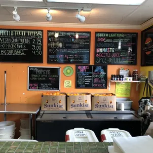 a variety of drinks and menus