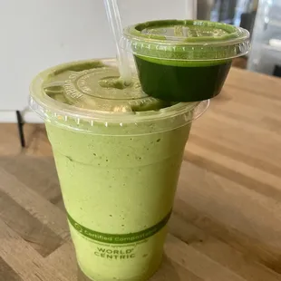 2.14.21 ~ Wheatgrass shot + &quot;Green Thumb&quot; (low sugar) smoothie