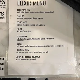menu