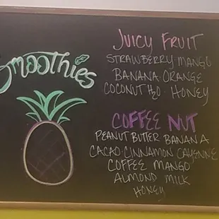 Menu: Smoothies