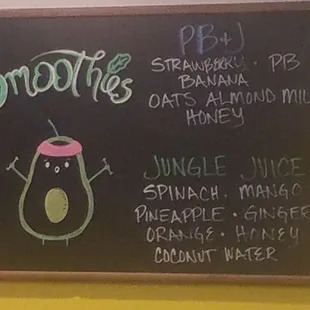 Menu: Smoothies