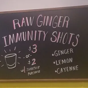 Menu: Immunity shots