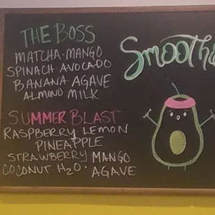 Menu: Smoothies