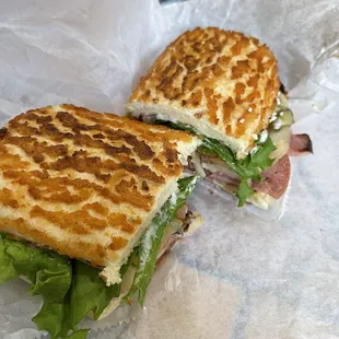 Hot Sandwiched  I asked for ham and Italian salami with everything warmed.