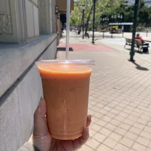 Strawberry, banana, mango smoothie