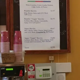 Close up of Mexican cuisine menu