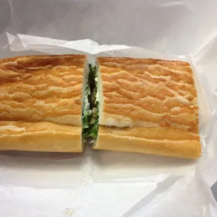 Chicken breast sandwich on Dutch crunch