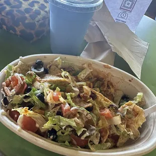 Nachos (I couldn&apos;t wait to eat) and a blue rabbit smoothie