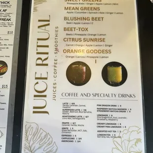 menu