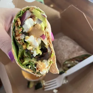 Wrap insides. No idea what it is but it's delicious and fresh!