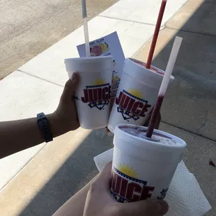 Wishing their cups were clear plastic instead of styrofoam!