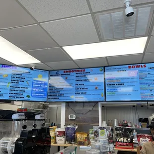 menus on a large screen