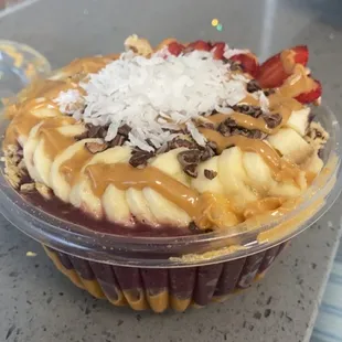 Chunky Monkey Açaí bowl with peanut butter