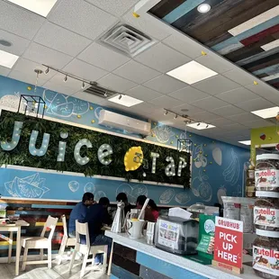 the interior of a juice shop