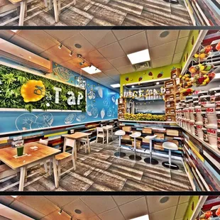 the interior of a juice shop