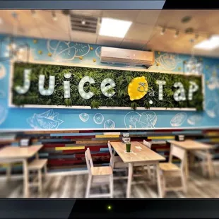 the interior of a juice shop