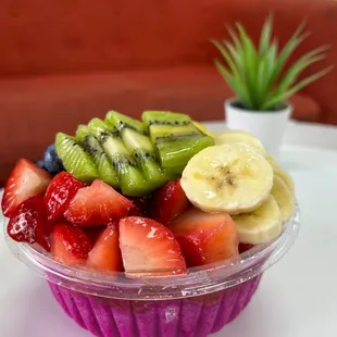 a bowl of fruit on a table