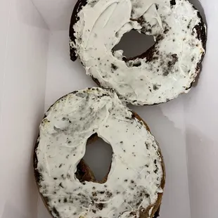 Blueberry bagel with cream cheese