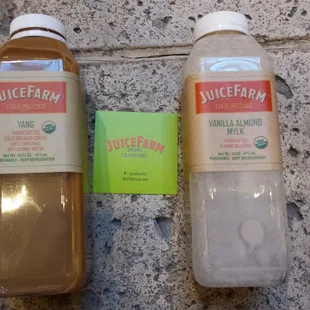 Yang cold coffee drink and fresh almond milk