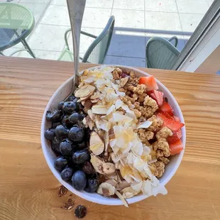a bowl of fruit and nuts