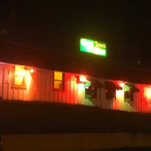 Juice&apos;s Ghost Town at night.