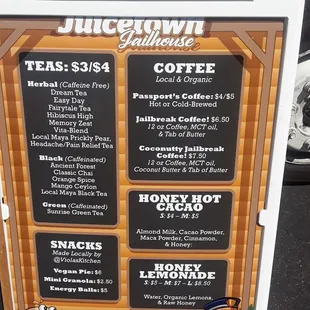 the menu for the juicetown jailhouse