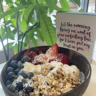 Acai Bowl with seasonal fruit, bananas, and granola