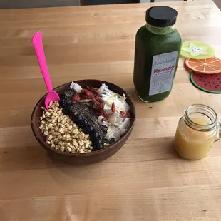 Acai Bowl. Recovery Cold Press Juice. Quick Fix Shot.