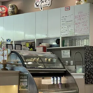 a counter with a variety of items