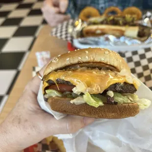 Close up of the cheeseburger. It was delicious.