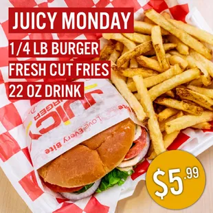 a picture of a burger and fries