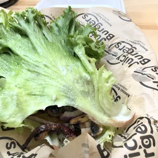 I kid you not... this is the lettuce wrap burger