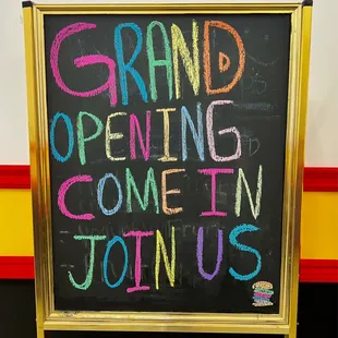 grand opening come in join us sign