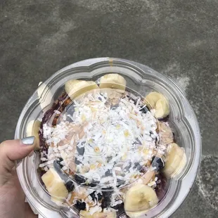 Large açaí bowl with oat milk and peanut butter