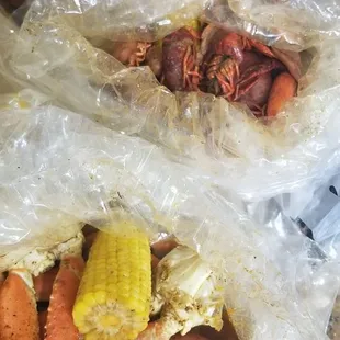 Shrimp, crawfish, crab legs