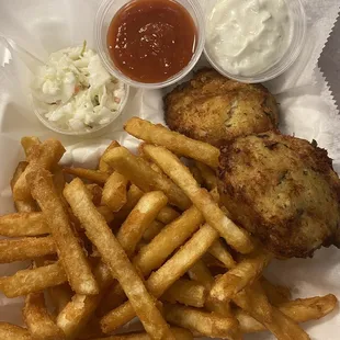 Crab cakes and French fries for lunch today!!!!!!