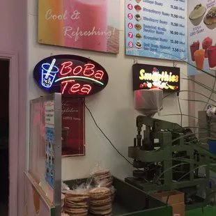 a neon sign in a restaurant