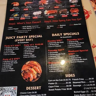 menu and prices