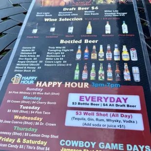 Drink menu