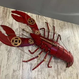 a red lobster on a wall