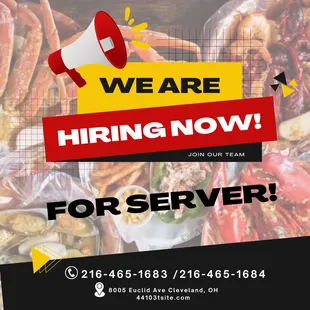 we are hiring now for server