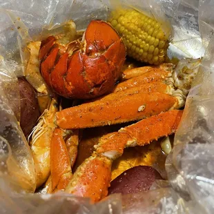 The lobster tails, Snow Crab and shrimp combo