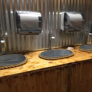 Wash station outside the bathrooms- good thinking!